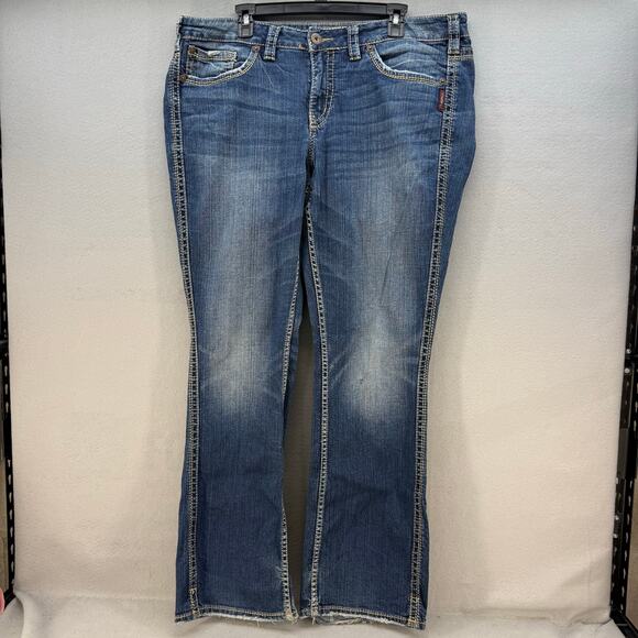 Silver Jeans Women's 18x33 Blue Frances 18" Bootcut Western Mid Rise Tall Jeans - Picture 1 of 15